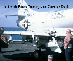 A-4 with Battle Damage, on Carrier Deck